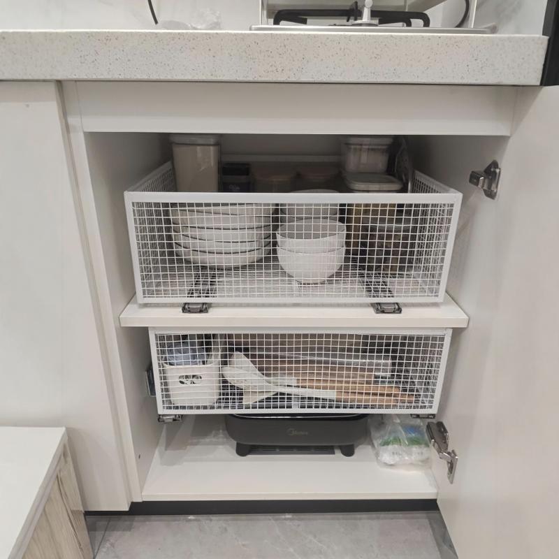 抽屉拉篮铁艺拉篮厨房滑轨拉篮卧室储物收纳框网格篮金属篮子定制