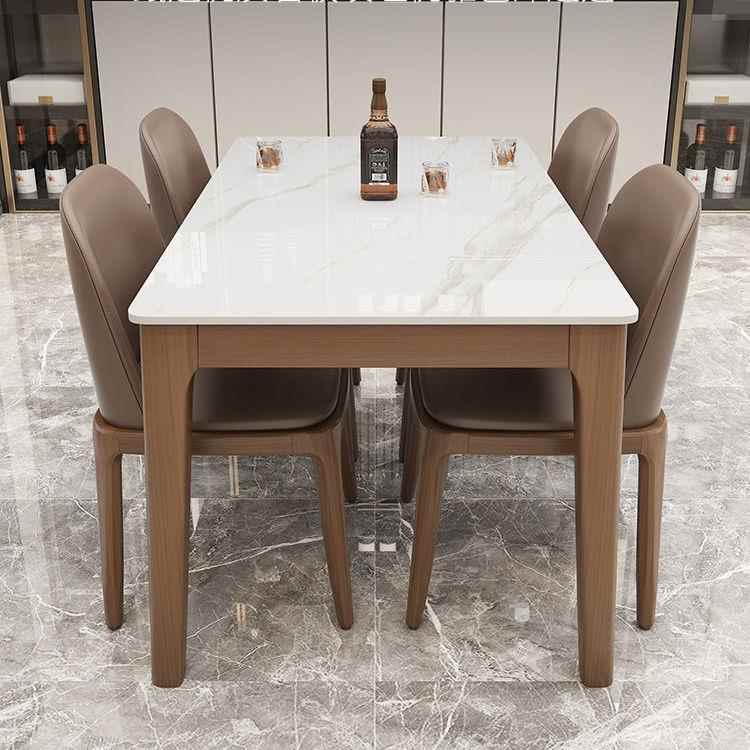 高档北欧岩餐桌椅组合方现代简约家用小户型餐桌轻长形实奢木吃板