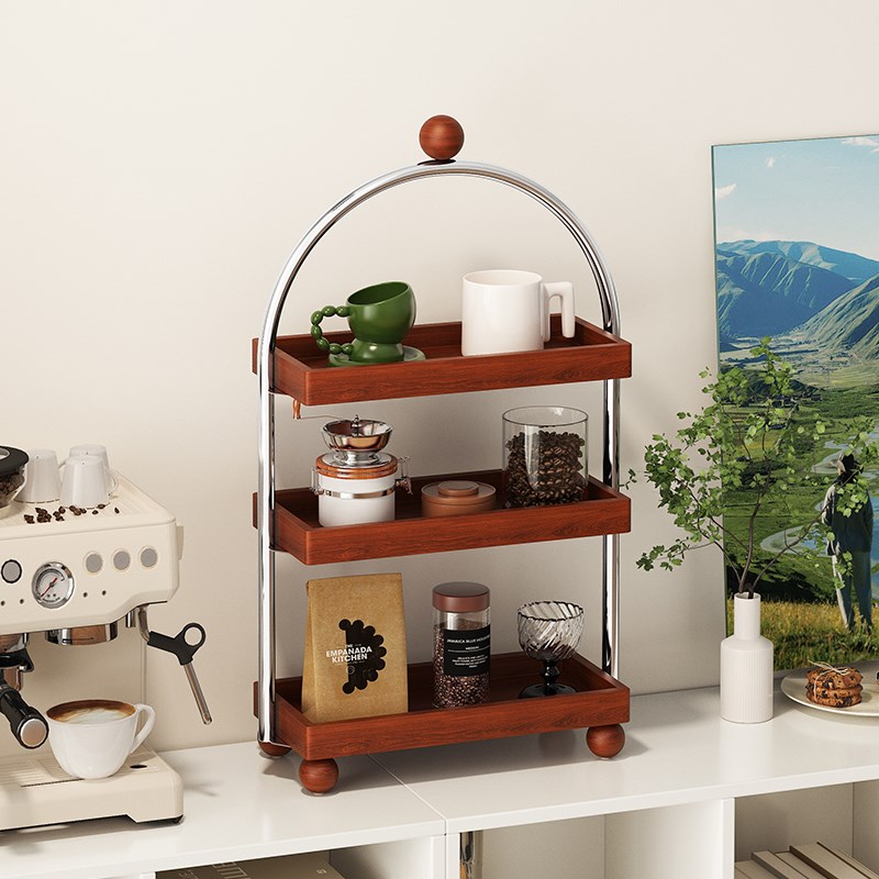 杯子置物c架多层中古杯架家用桌面水吧台收纳柜咖啡杯茶杯茶具