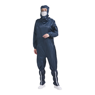 下跨腿边拉炼百级网格无尘连身服洁净化全身防尘工作服 防静电蛙式