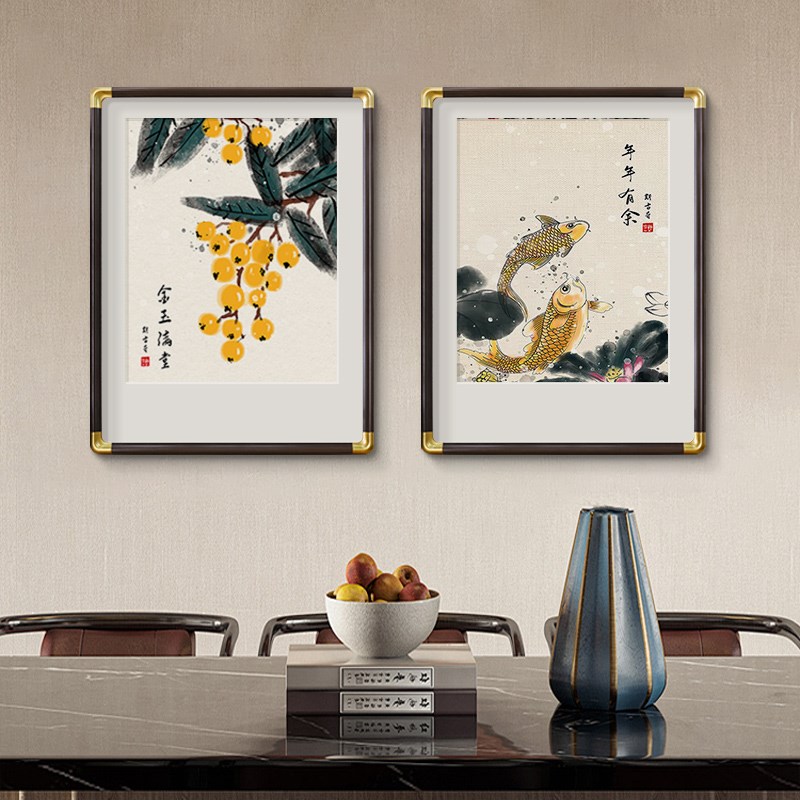 新中式餐厅装饰画饭厅墙面挂画餐馆厨房餐桌客厅背景墙水果壁画图片
