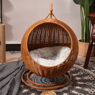通用草编可水洗编织秋千床猫咪悬挂式 宠物吊床猫窝藤编四季 吊摇篮