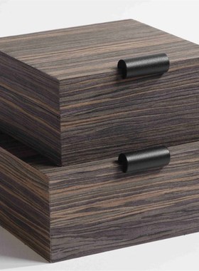 新中式现代实木方形首饰储物盒装饰盒样板间衣帽间软装饰品摆件