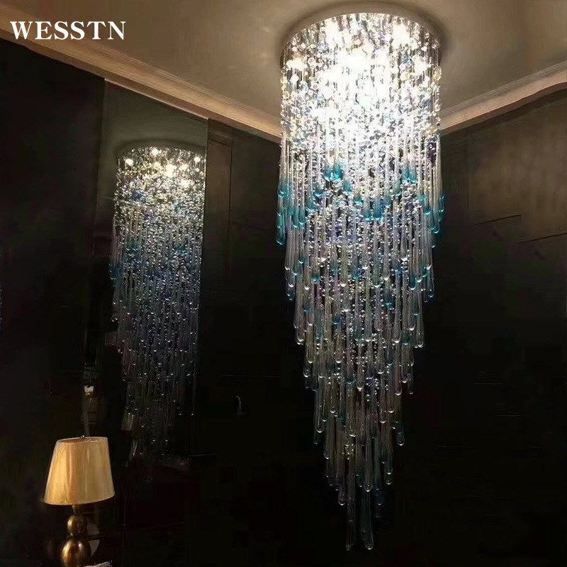 非标定制售楼部沙盘营销中心灯具水滴艺术造型吊线酒店过道水晶灯