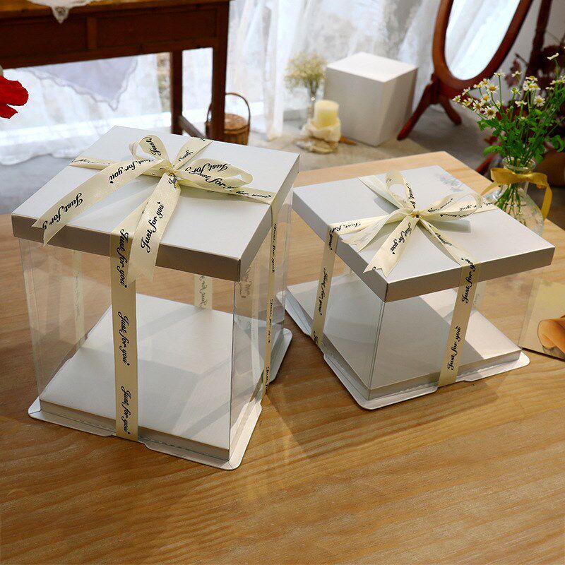 蛋糕盒子包装盒透明加高方盒4寸6寸8寸10寸大尺寸生日蛋糕打包盒