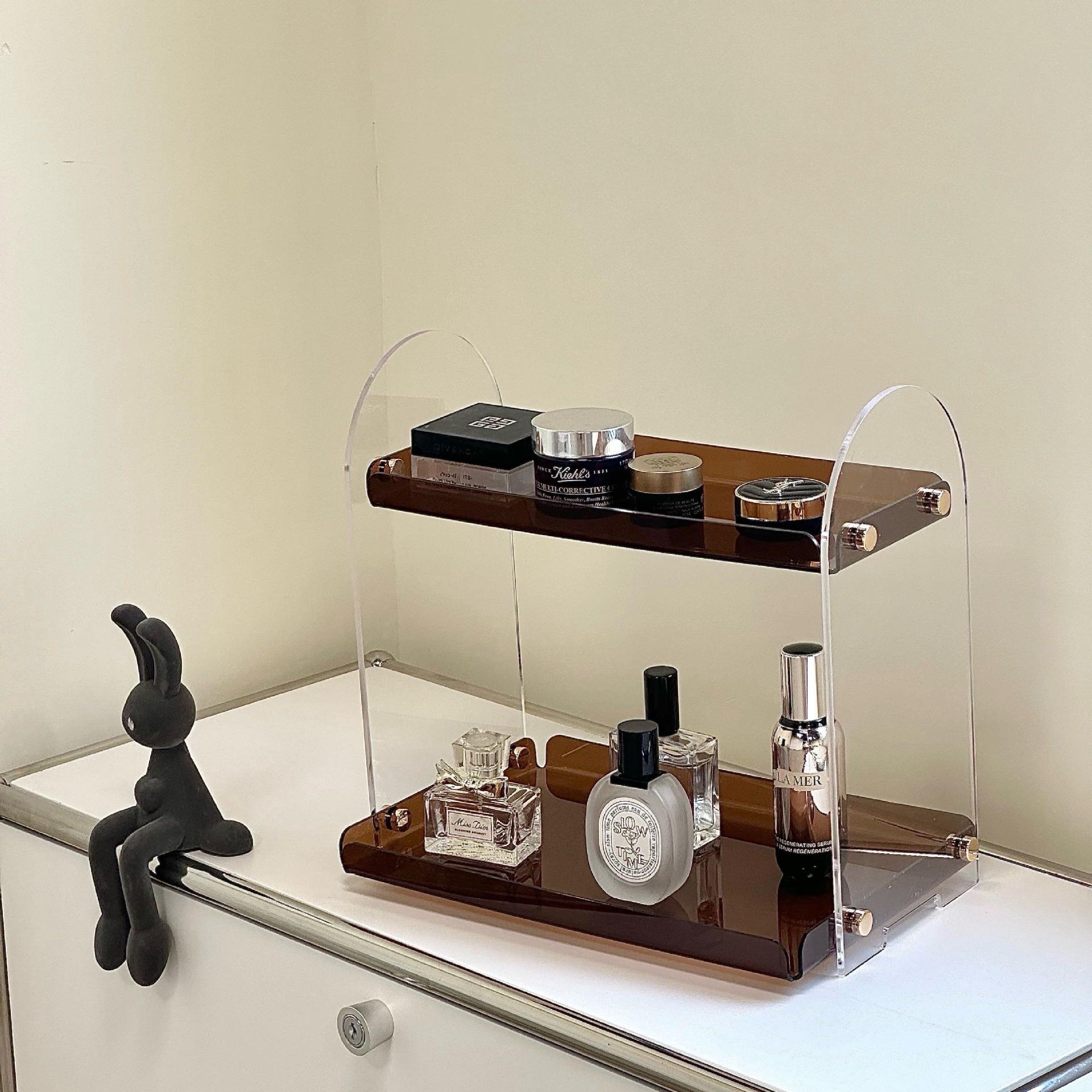 洗漱台化妆品置物架台面卫生间浴室轻奢风亚克力多层桌面收纳盒子