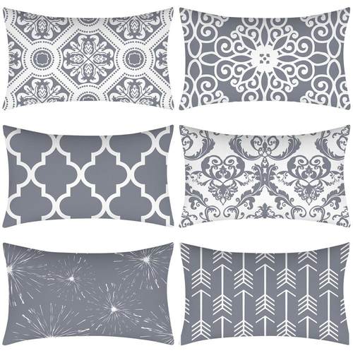 欧式灰色几何桃皮绒抱枕套 跨境热卖灰色家居枕头靠枕沙发靠垫套