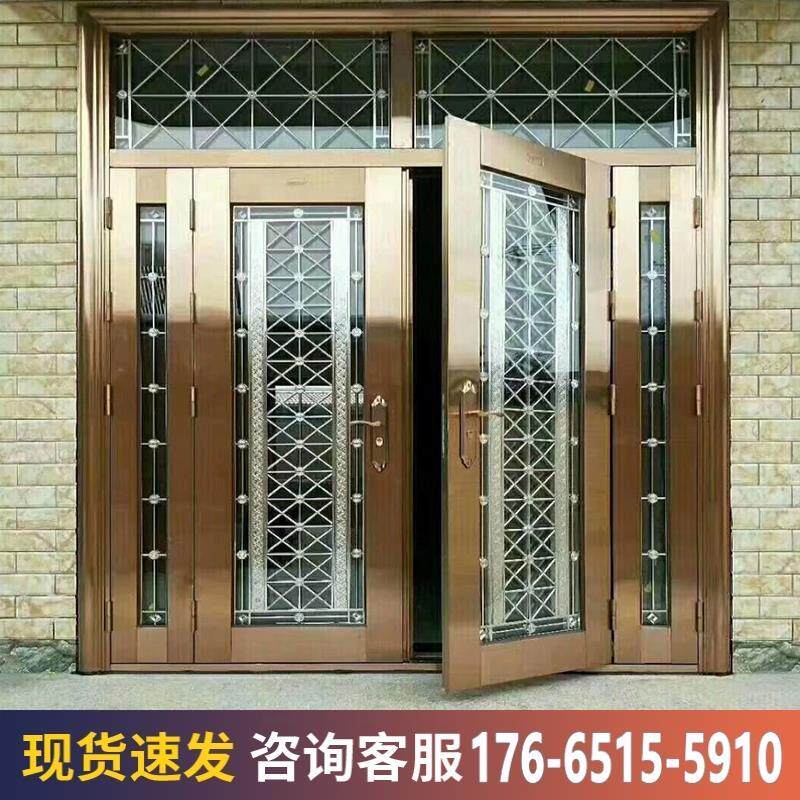 不锈钢门进户门304加厚乡村大门双开门防盗门农村自建房别墅大门