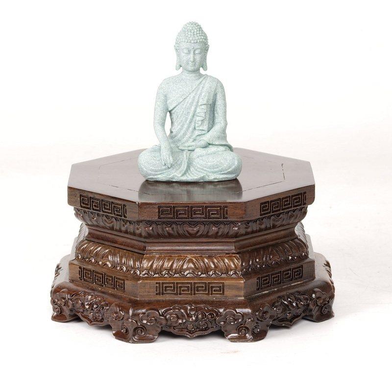 非洲黑檀木八角佛像底座金刚莲花实木摆件工艺品花盆托架可定制