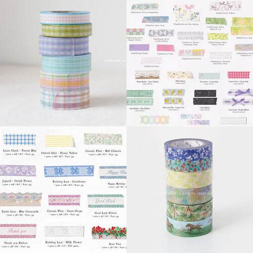 韩国boki彩色格纹拼接蕾丝碎花纸质胶带手帐装饰拉条打底拼贴素材
