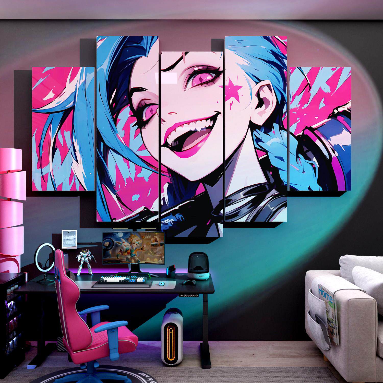 两城之战电子竞技室装修游戏布局墙金科斯壁画英雄联盟背景海报