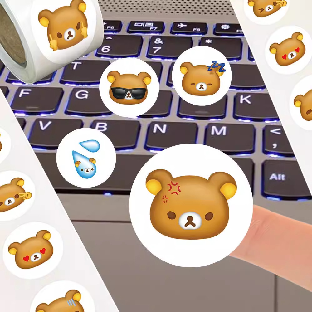 2000贴热门爆款ins可爱轻松熊Emoji卷卷贴卡通表情包周边