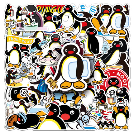 动漫企鹅pingu贴纸韩国家族可爱卡通动画笔记本电脑iPad防水贴画