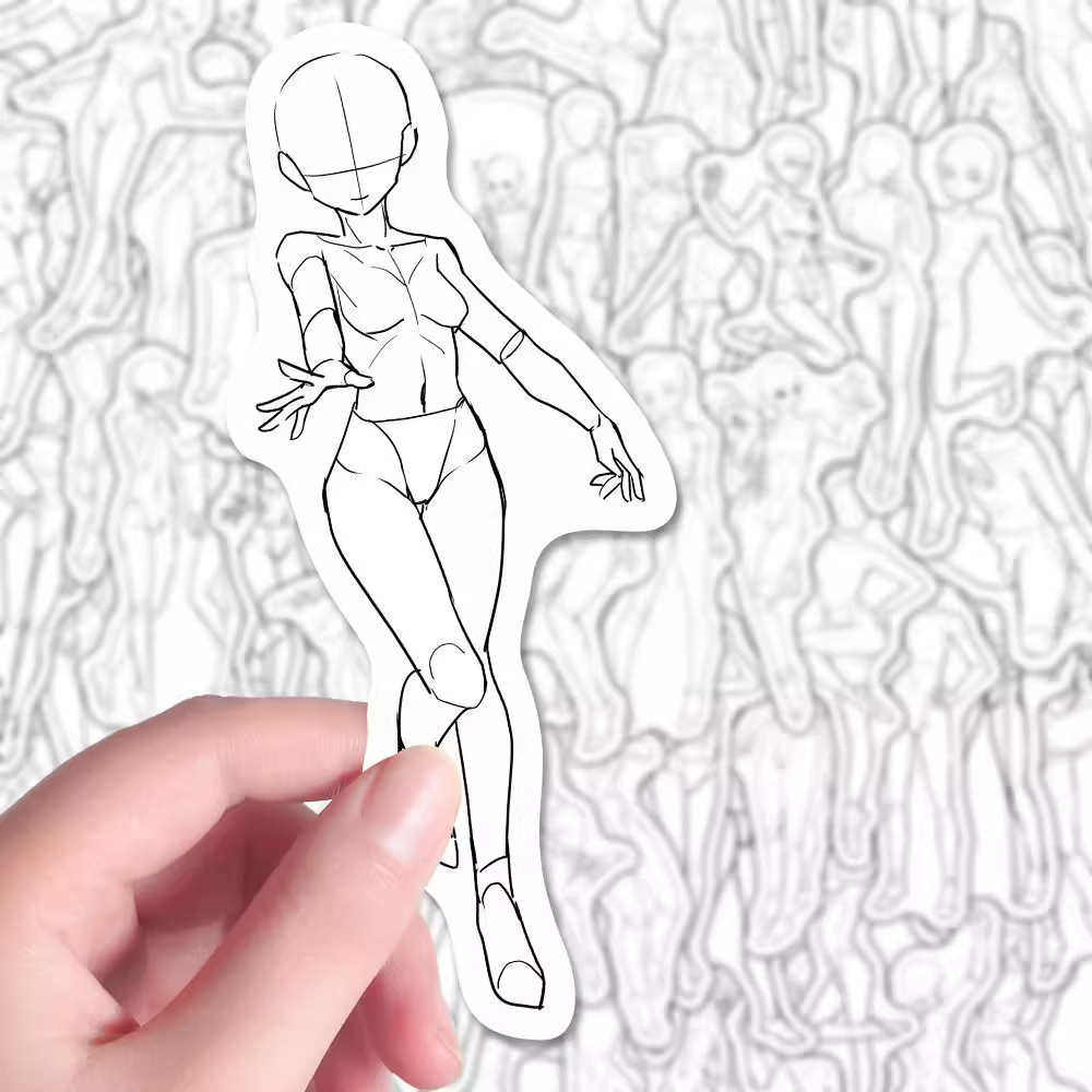 207张oc动漫二次元人物全身身体立绘动态模版绘画参考手账贴纸diy