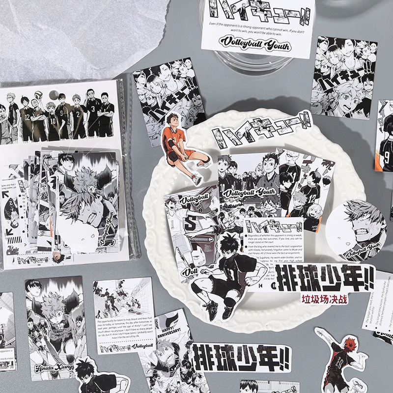 黑白日系复古贴纸海贼工藤小排球