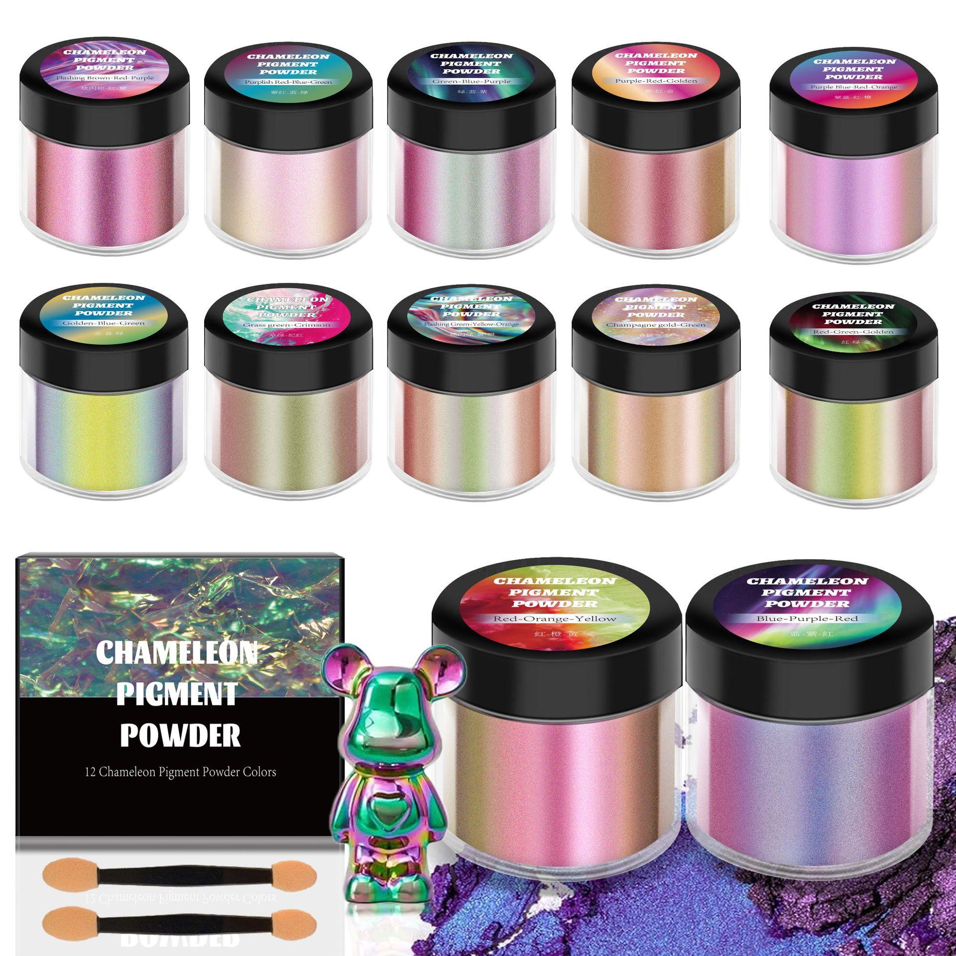 跨境直供 5克12色光学变色龙珠光粉 ab胶水 塑料油墨流麻汽车改色