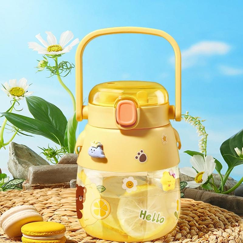 大容量水杯女吸管玻璃杯子儿童耐高温水壶运动户外便携吸管杯