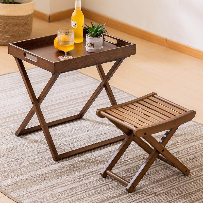 折叠小桌子户外露营便携式小茶几竹实木阳台庭院迷你网红野餐桌椅