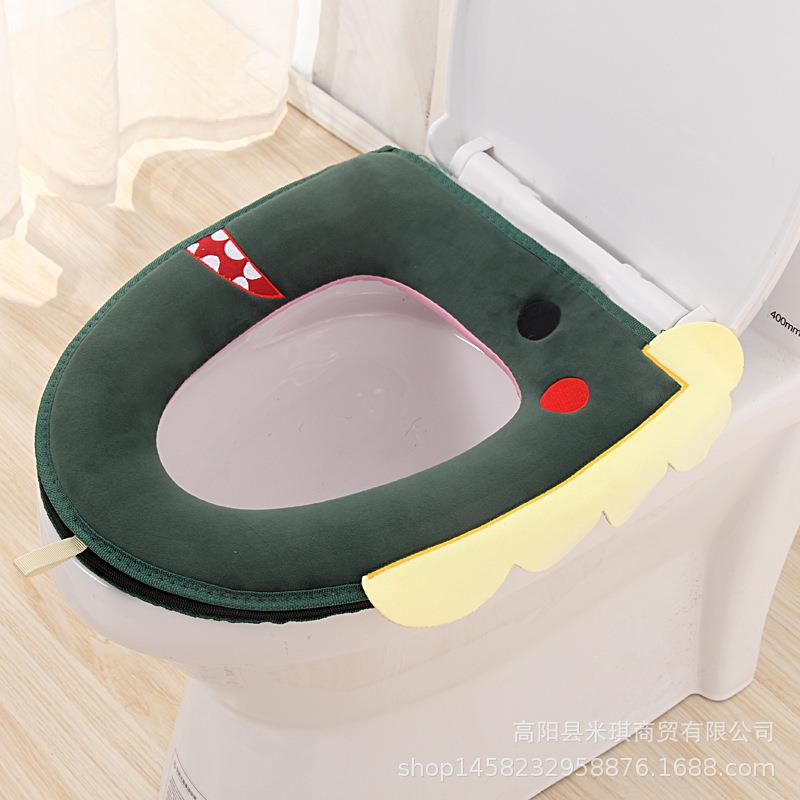 绣花带提手 四季通用 拉链款马桶垫坐垫坐便套马桶圈坐便器垫子