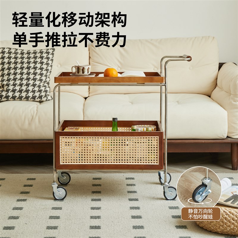 小推车床头可移动零食收纳置物架落地床边茶几小桌子客厅沙发边几