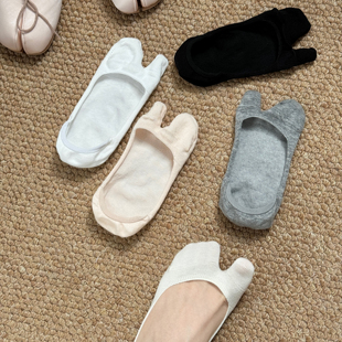 纯色薄款 船袜分趾袜浅口无骨隐形袜夏天硅胶防滑猪蹄袜马蹄袜短袜