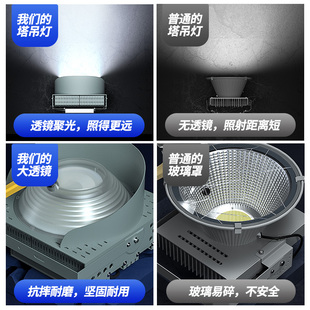 led户外探照施工地塔吊超亮强光1000W蓝球场工程防水照明射灯
