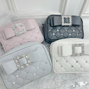 日单蕾系量产型清楚系蝴蝶结珍珠水钻包单肩斜挎包noemie风格 改良