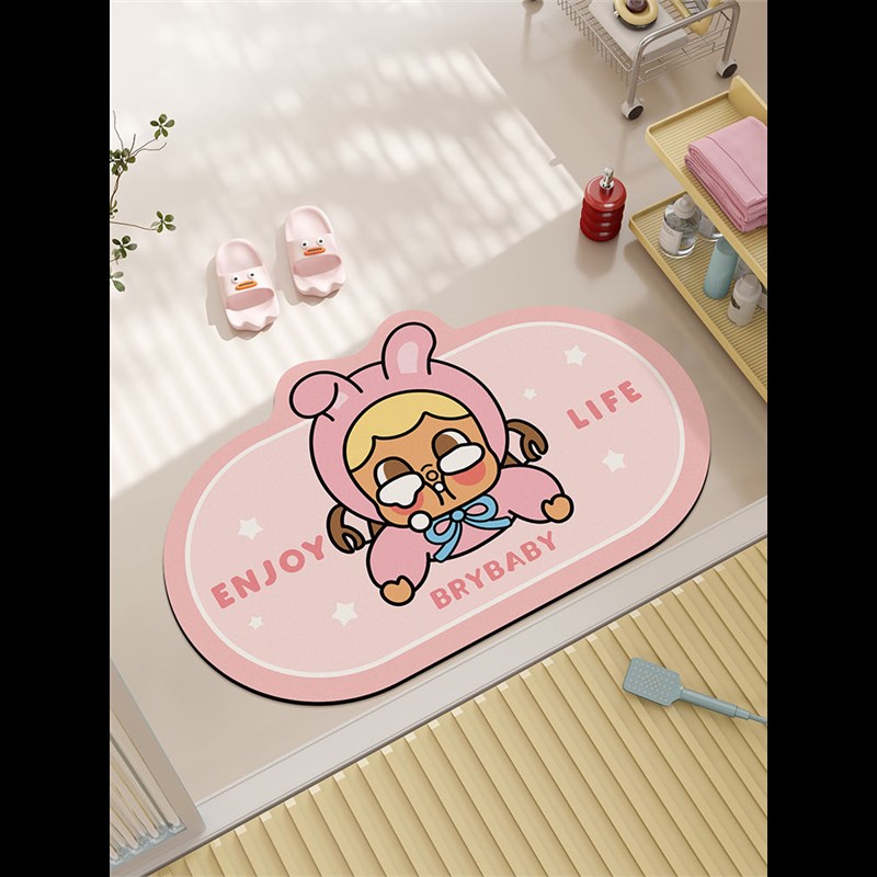 crybaby浴室吸水地垫家用硅A藻泥厕所卫生间进门防滑速干垫脚垫子