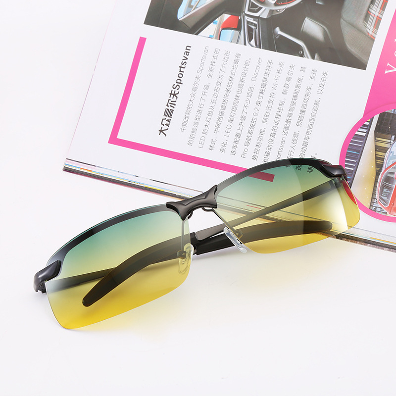 3043双色偏光太阳镜男女士开车驾驶专用夜视眼镜日夜护目骑行运动