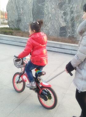 骑车扶手单车学推杆推器小孩儿童自行车辅助把练习扶杆童车把神器