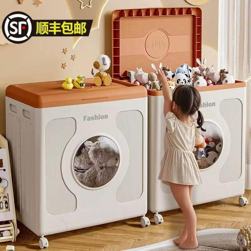 衣服翻盖收纳箱大容量家用带滑轮可折叠盒衣物整理被子超大收纳柜