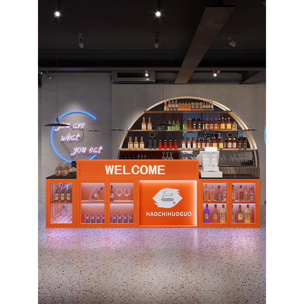 铁艺工业风吧台收银台网红潮店台球厅奶茶店转角前台健身房接待台