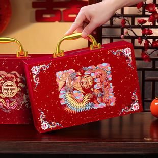 结婚礼金箱刺绣高档钱盒子男方聘金聘礼盒礼金盒订婚彩礼现金礼盒