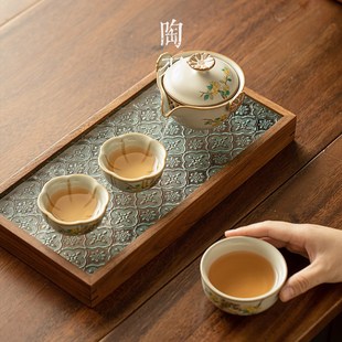 汝窑猫咪旅行茶具家用便携快客杯一壶三杯户外随身功夫茶具套装