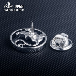 袖 十二生肖胸针男礼物胸花西服袖 衬衫 钉银色金属正装 口扣 百搭法式