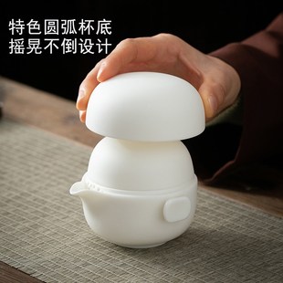 羊脂玉白瓷茶壶单个手抓壶陶瓷家用小号盖碗精致女士不烫手泡茶器