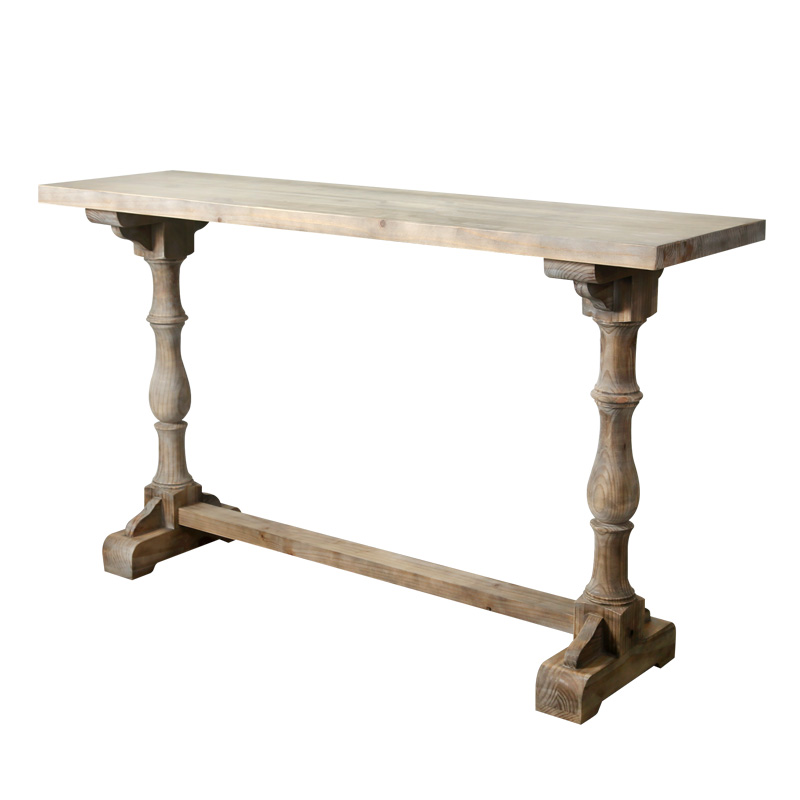 美法式乡村厨房玄关隔断靠墙实木吧台桌阳台靠窗桌家用客厅高脚桌