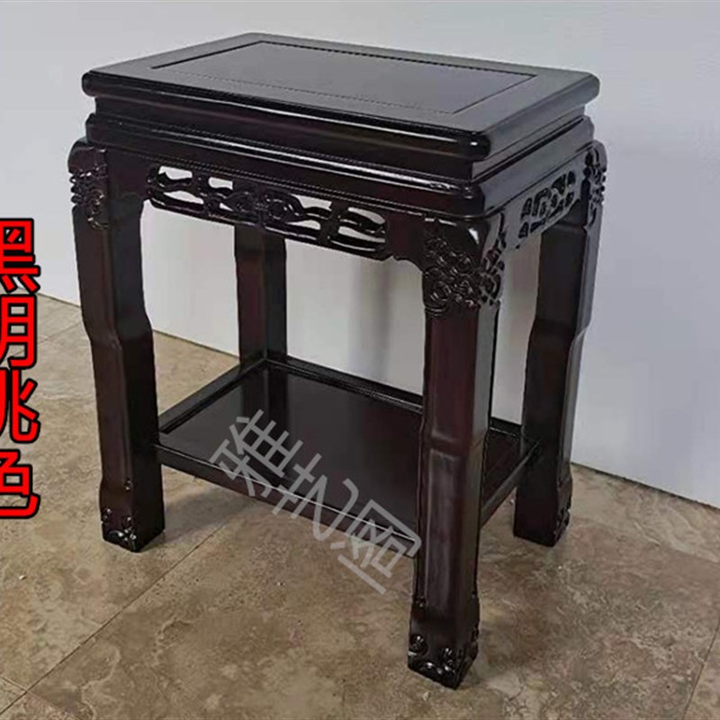 实木花架客厅中式榆木单个落地盆景小架子木头木质家用室内置物架