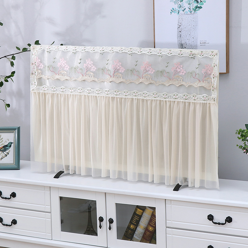 新款电视机罩蕾丝盖巾50寸55寸60寸液晶电视盖布开机不取电视机套