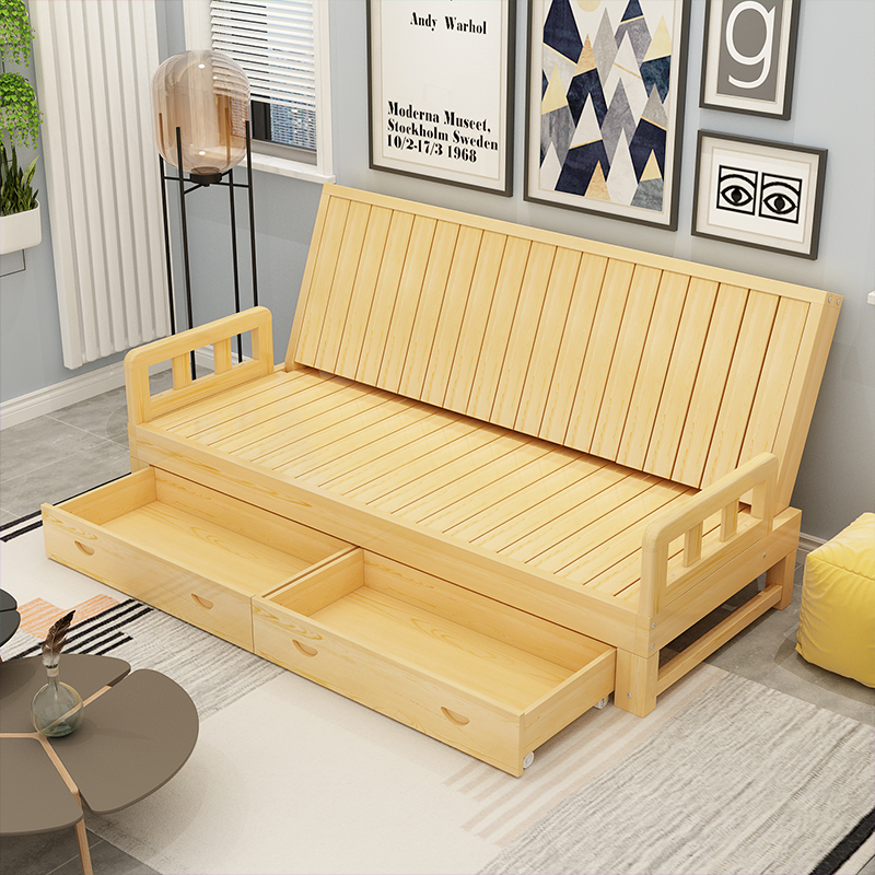 可折叠实木沙发床小户型飘窗榻榻米懒人躺椅靠背椅子坐卧两用沙发