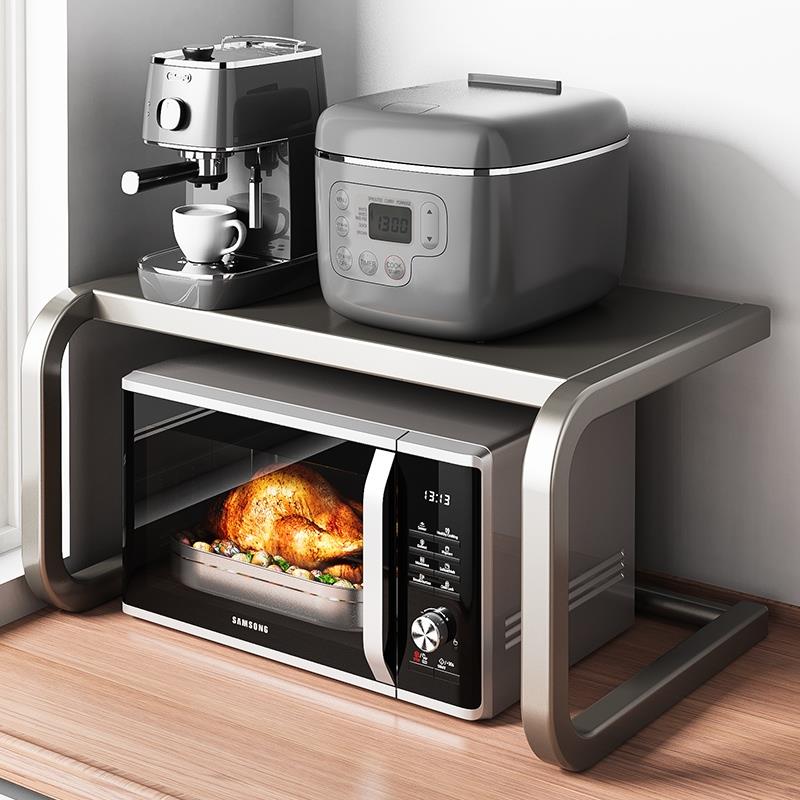 不锈钢微波炉置物架厨房多功能台面烤箱架电饭煲专用多层收纳支架
