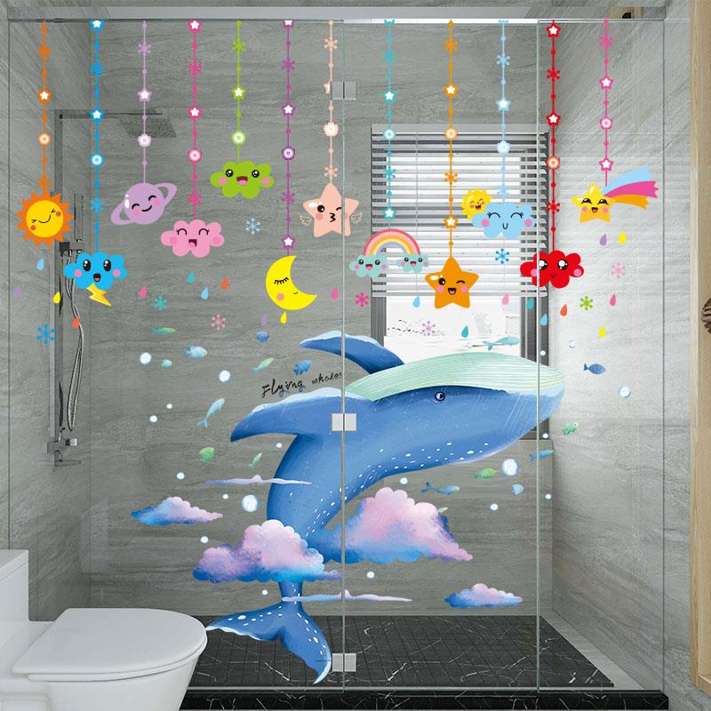 海底世界海洋主题文化墙贴纸墙面装饰幼儿园教室布置卡通玻璃贴画