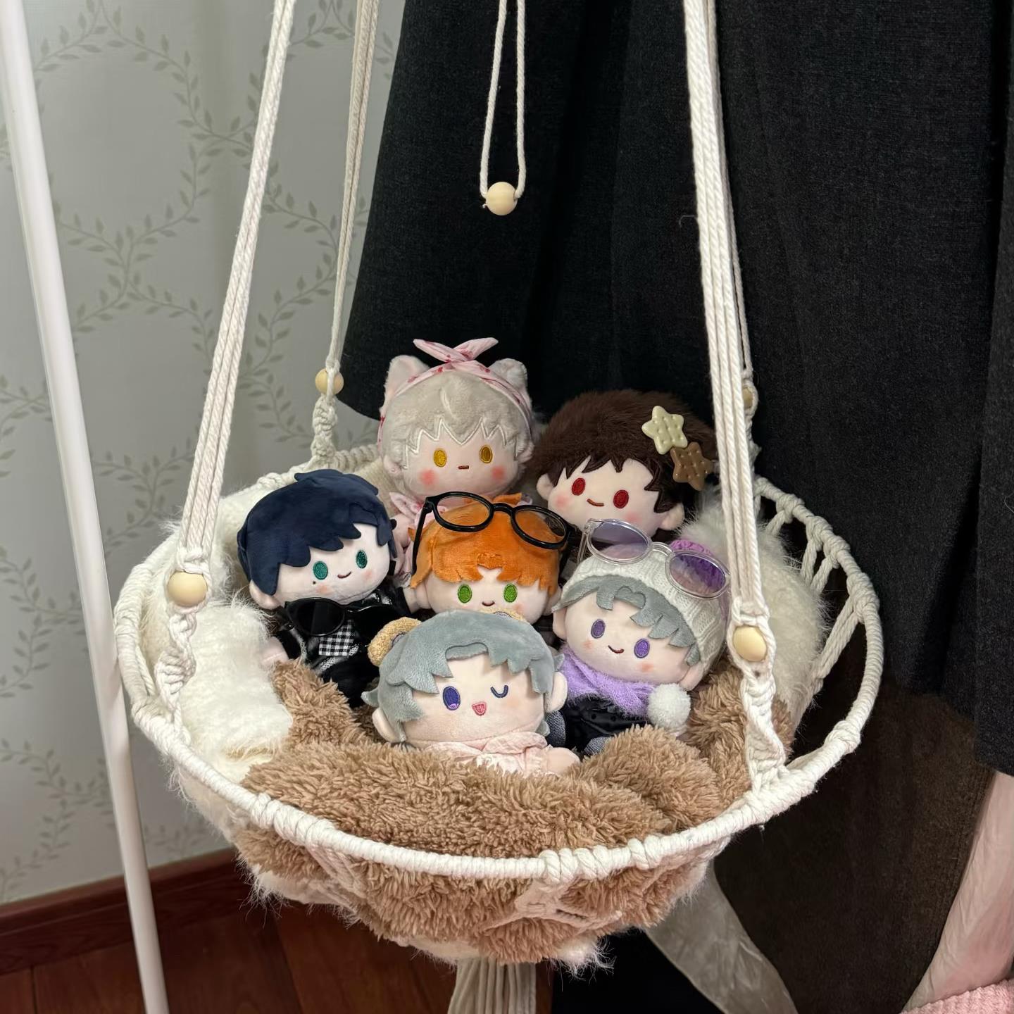40厘米20cm棉花娃娃用吊床手工编织宿舍大学生秋千悬挂式吊篮收纳