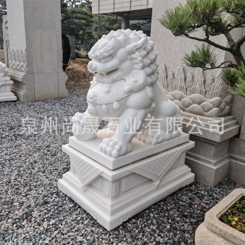 汉白玉大理石狮子雕塑石雕北京狮子天安门狮子白色石狮子装饰摆件