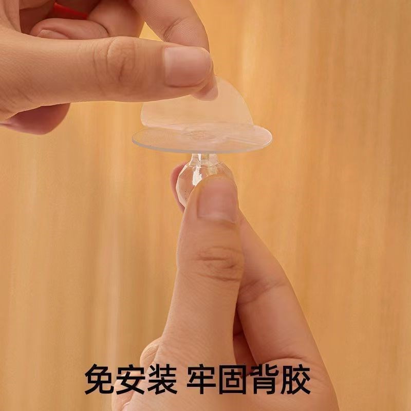 隐形柜门拉手免打孔粘贴自粘推拉门橱柜抽屉柜子衣柜门把手圆形