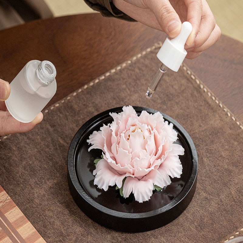 非遗手捏花德化陶瓷香薰牡丹商务礼品生日礼物送客户朋友公司定制