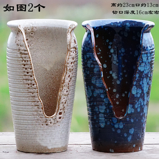 宜兴手工粗陶深切口多肉花盆陶瓷法师老桩紫砂透气大缺口悬崖桩盆