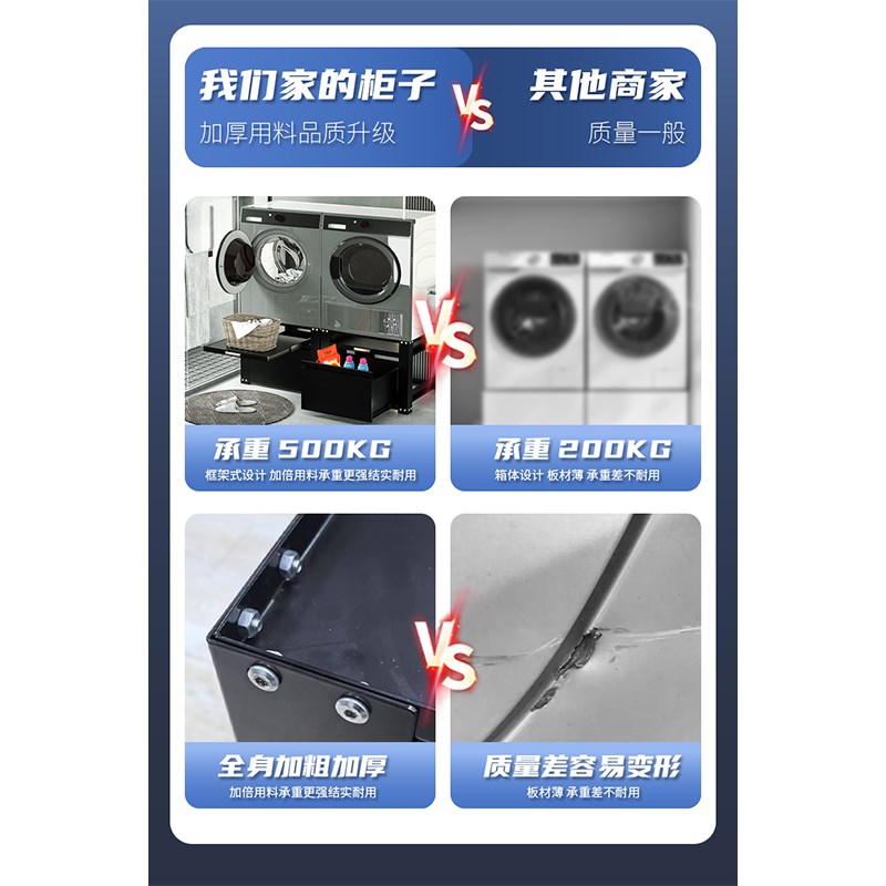 洗衣机底座架增高储物柜洗衣机抬高底柜可调升降波轮滚筒冰箱通用