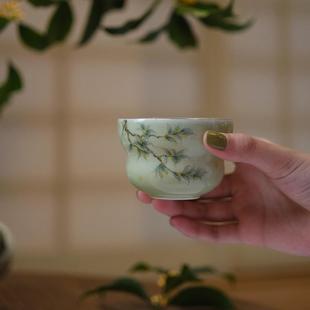 主人杯品茗杯一人茶杯 小谦山房福禄桂花杯全手工景德镇珐琅彩中式