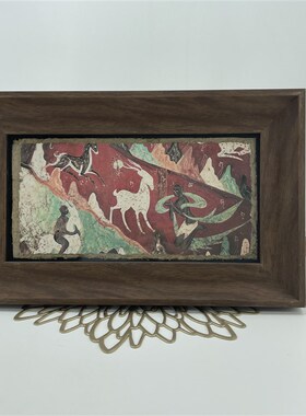 敦煌文创莫高窟泥板墙皮画飞天藻井壁画手绘简约装饰桌面摆件旅游